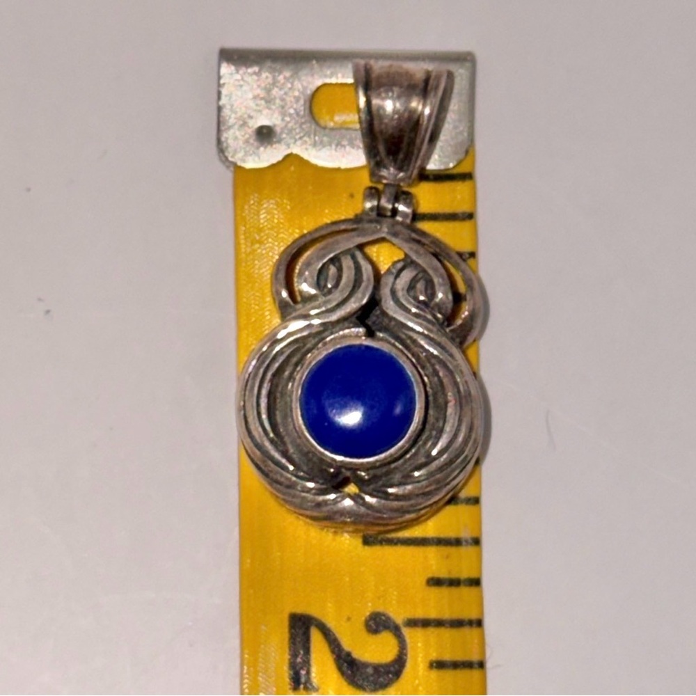 Western Theme Lapis Lazuli Y2K Sterling Silver 925 Pendant Art Nouveau NEW - Picture 3 of 4